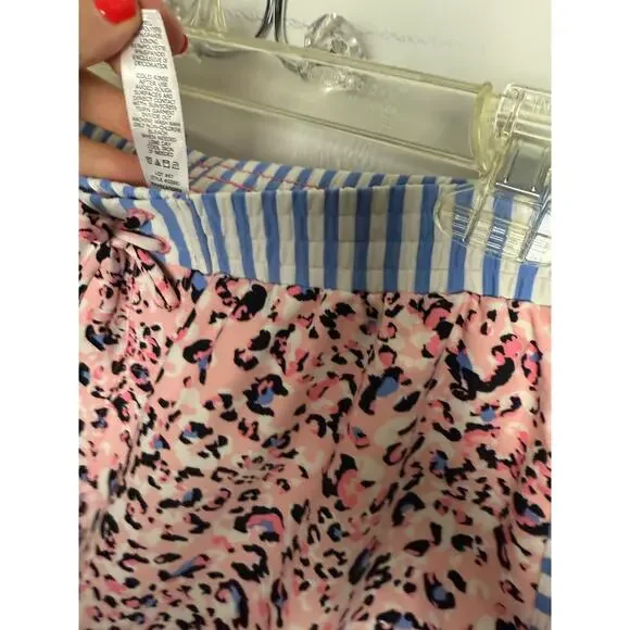 Coolibar UPF 50+ Shorts Youth XL Pink Blue Cheetah Print Athletic Shorts Stretch - Picture 5 of 6